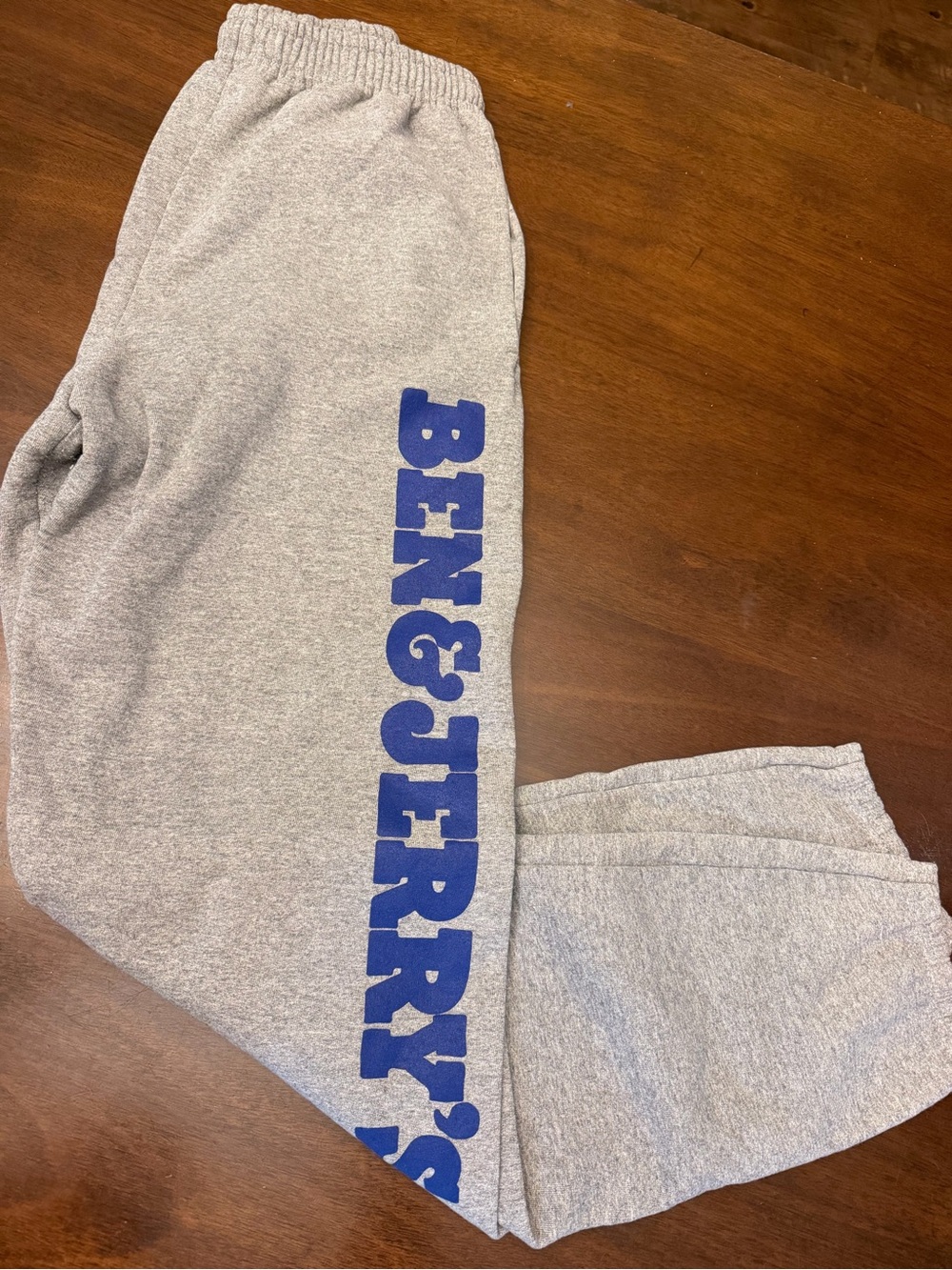 Gray Sweatpants with Blue BEN & JERRY'S Side Print small